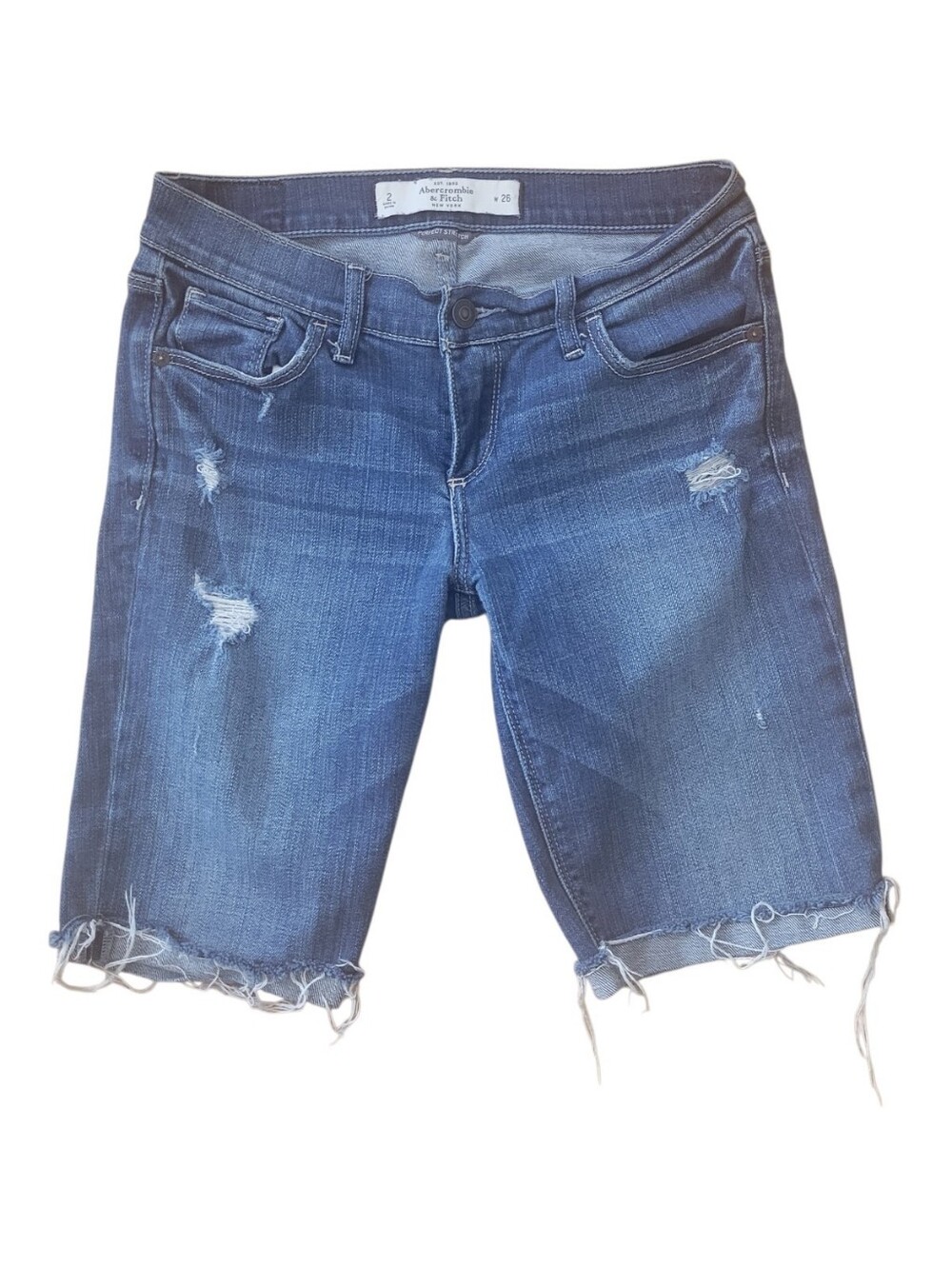 Abercrombie & Fitch Blue Distressed Denim Jean Shorts Size 2/26
